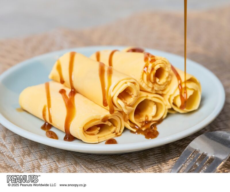 冷凍庫で15時間以上冷やしたロールアイスメーカーに、バニラアイスの溶液をプレート全体に薄く広がるように流し入れ、ヘラを差し込みすべらせながら巻けば、ロールアイスが完成。トッピングをしても◎。
