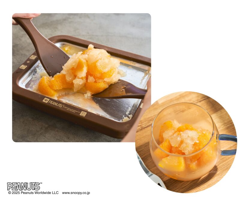 暑い日に涼やかな、缶詰を使ったシャーベットもできる。6ページのレシピ特集を、誌面でもご紹介。